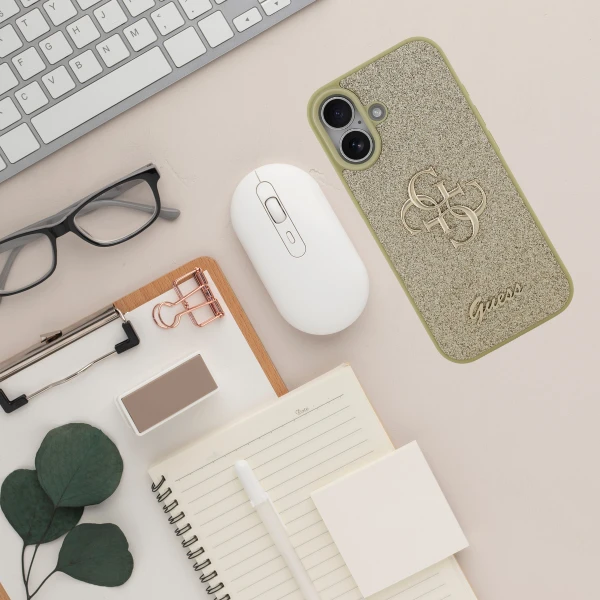 Dėklas Guess Fixed Glitter Big 4G skirtas Apple iPhone 17 aukso spalvos aprašymas - Prekės nuotrauka