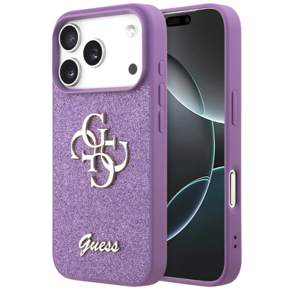 Dėklas Guess Fixed Glitter Big 4G skirtas Apple iPhone 17 Pro lilac aprašymas - Prekės nuotrauka