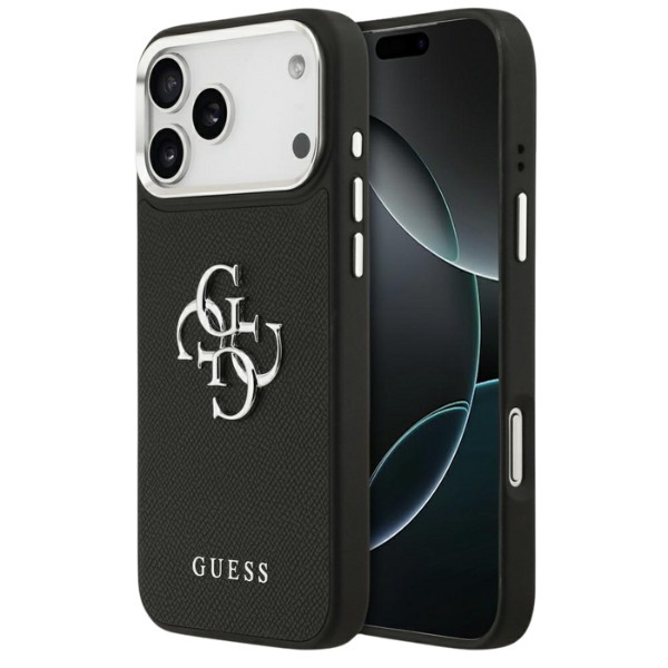Dėklas Guess Grained Big 4G Classic Logo Apple iPhone 17 Pro Max juodos spalvos aprašymas - Prekės nuotrauka Dėklas Guess Grained Big 4G Classic Logo Apple iPhone 17 Pro Max juodos spalvos aprašymas - Prekės nuotrauka