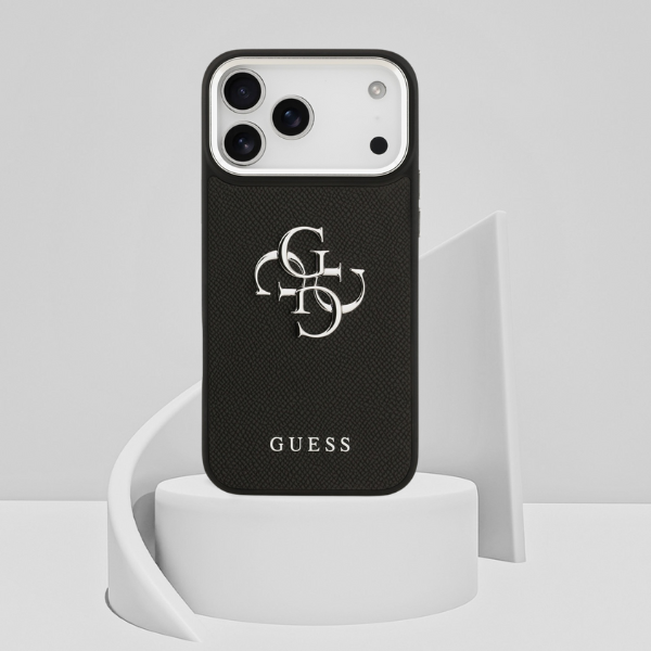 Dėklas Guess Grained Big 4G Classic Logo Apple iPhone 17 Pro Max juodos spalvos aprašymas - Prekės nuotrauka Dėklas Guess Grained Big 4G Classic Logo Apple iPhone 17 Pro Max juodos spalvos aprašymas - Prekės nuotrauka