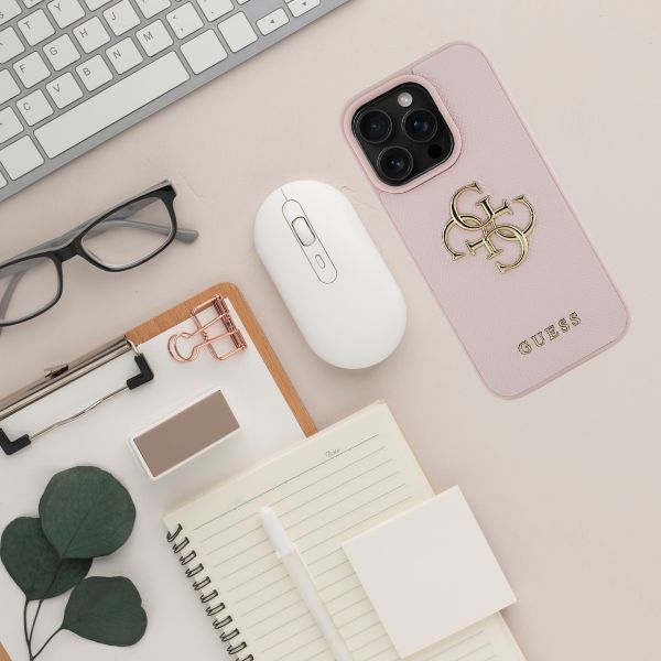 Dėklas Guess Grained Big 4G Logo Small Classic Logo Apple iPhone 16 Pro rožinės spalvos aprašymas - Prekės nuotrauka