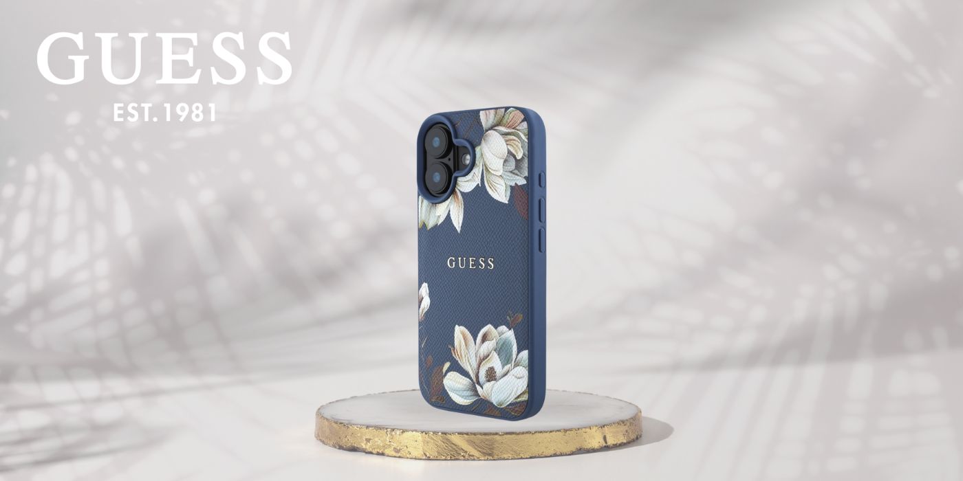 Dėklas Guess Grained Printed Flower Pattern MagSafe Apple iPhone 16 mėlynas aprašymas - Prekės nuotrauka Dėklas Guess Grained Printed Flower Pattern MagSafe Apple iPhone 16 mėlynas aprašymas - Prekės nuotrauka