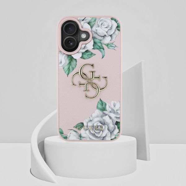 Dėklas Guess Grained Roses Big 4G logo Apple iPhone 16 rožinės spalvos aprašymas - Prekės nuotrauka Dėklas Guess Grained Roses Big 4G logo Apple iPhone 16 rožinės spalvos aprašymas - Prekės nuotrauka