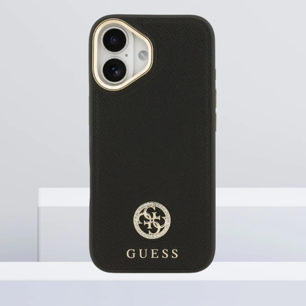 Dėklas Guess Grained Strass Logo MagSafe skirtas Apple iPhone 17 juodos spalvos aprašymas - Prekės nuotrauka Dėklas Guess Grained Strass Logo MagSafe skirtas Apple iPhone 17 juodos spalvos aprašymas - Prekės nuotrauka