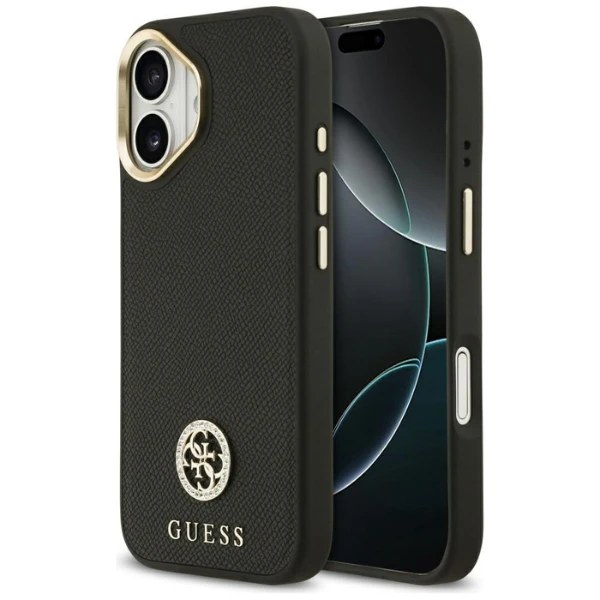 Dėklas Guess Grained Strass Logo MagSafe skirtas Apple iPhone 17 juodos spalvos aprašymas - Prekės nuotrauka Dėklas Guess Grained Strass Logo MagSafe skirtas Apple iPhone 17 juodos spalvos aprašymas - Prekės nuotrauka