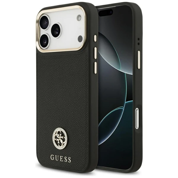 Dėklas Guess Grained Strass Logo MagSafe skirtas Apple iPhone 17 Pro Max juodos spalvos aprašymas - Prekės nuotrauka