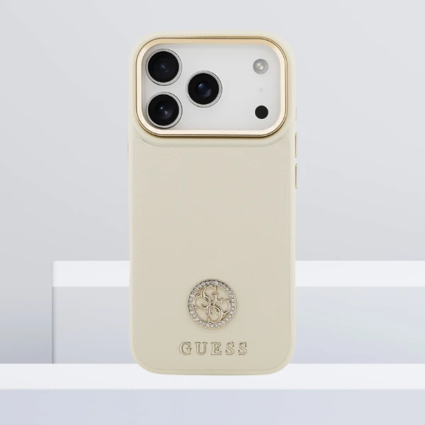 Dėklas Guess Grained Strass Logo MagSafe skirtas Apple iPhone 17 Pro beige aprašymas - Prekės nuotrauka Dėklas Guess Grained Strass Logo MagSafe skirtas Apple iPhone 17 Pro beige aprašymas - Prekės nuotrauka
