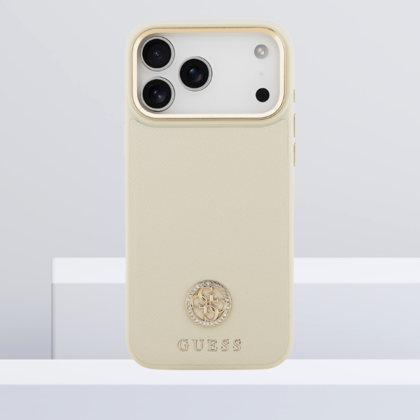 Dėklas Guess Grained Strass Logo MagSafe skirtas Apple iPhone 17 Pro Max beige aprašymas - Prekės nuotrauka Dėklas Guess Grained Strass Logo MagSafe skirtas Apple iPhone 17 Pro Max beige aprašymas - Prekės nuotrauka