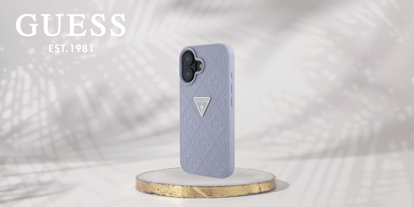 Dėklas Guess Hot Stamp 4G Pattern Triangle Metal Logo Apple iPhone 16 violetinės spalvos aprašymas - Prekės nuotrauka Dėklas Guess Hot Stamp 4G Pattern Triangle Metal Logo Apple iPhone 16 violetinės spalvos aprašymas - Prekės nuotrauka