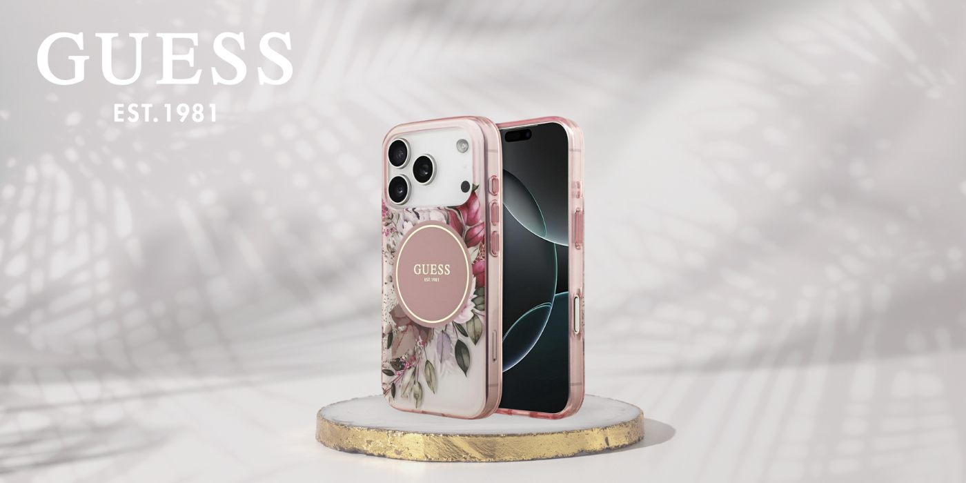 Dėklas Guess IML Flower & Tonal Circle MagSafe, skirtas iPhone 18 Pro Max / 17 Pro Max, rožinis aprašymas - Prekės nuotrauka