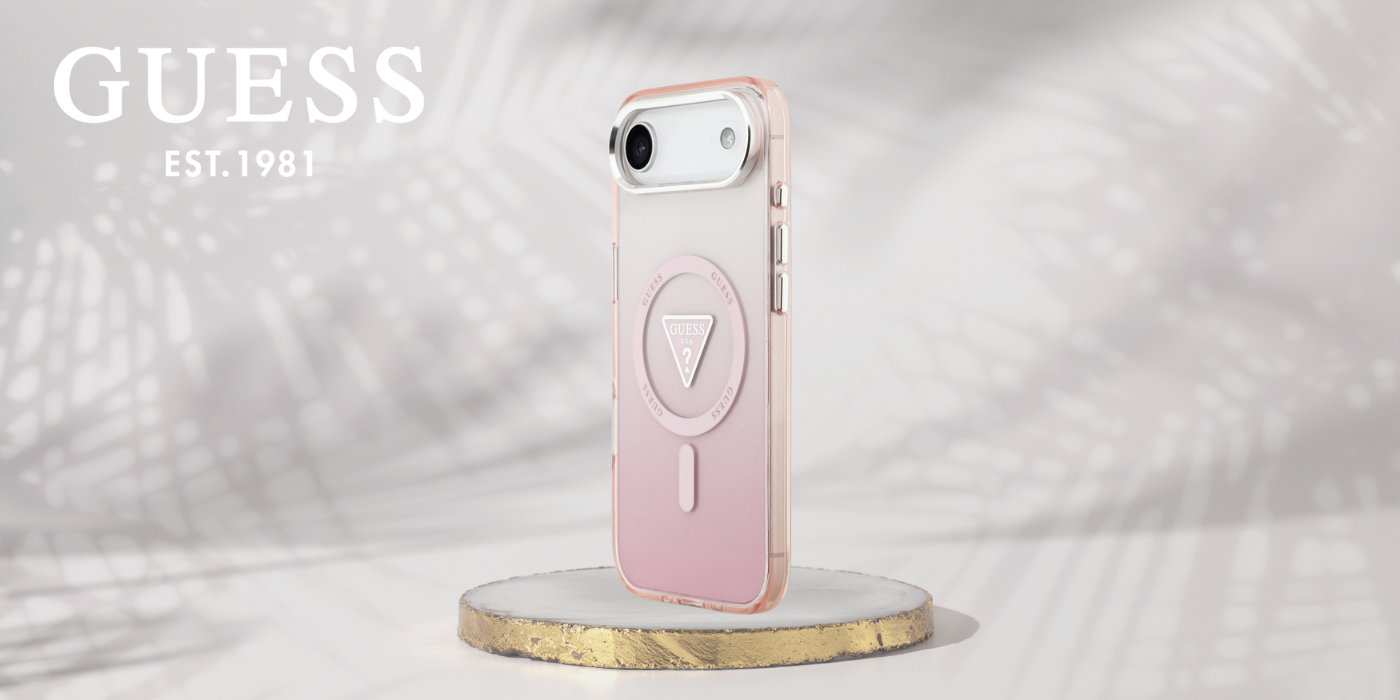 Dėklas Guess IML Gradient Triangle Logo MagSafe iPhone Air, rožinės spalvos aprašymas - Prekės nuotrauka