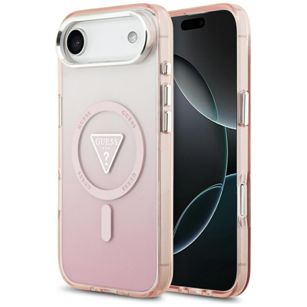 Dėklas Guess IML Gradient Triangle Logo MagSafe iPhone Air, rožinės spalvos aprašymas - Prekės nuotrauka