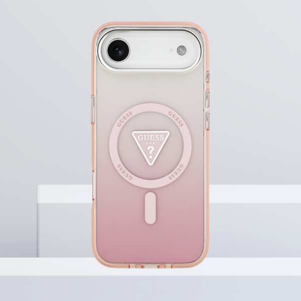 Dėklas Guess IML Gradient Triangle Logo MagSafe iPhone Air, rožinės spalvos aprašymas - Prekės nuotrauka