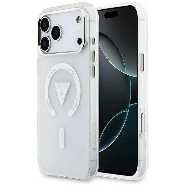 Dėklas Guess IML Gradient Triangle Logo MagSafe, skirtas iPhone 18 Pro Max / 17 Pro Max, skaidrus aprašymas - Prekės nuotrauka