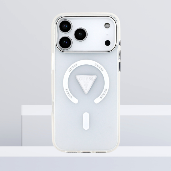 Dėklas Guess IML Gradient Triangle Logo MagSafe, skirtas iPhone 18 Pro Max / 17 Pro Max, skaidrus aprašymas - Prekės nuotrauka