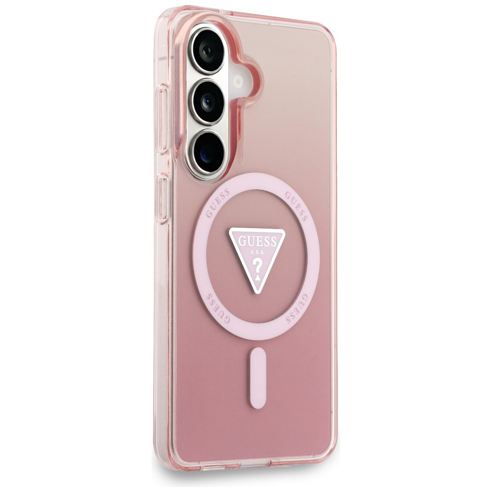 Dėklas Guess IML Gradient Triangle MagSafe Samsung Galaxy S26 rožinės spalvos aprašymas - Prekės nuotrauka
