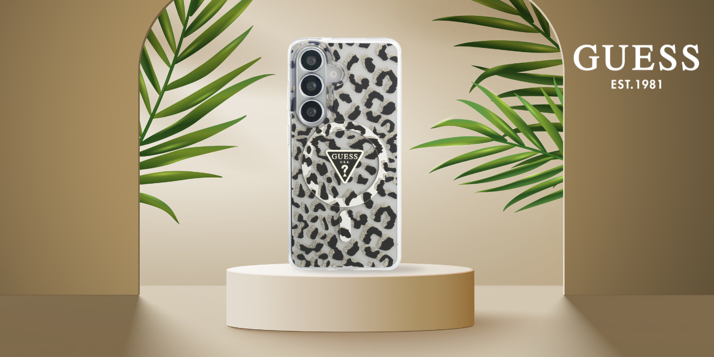 Dėklas Guess IML Leopard Print Triangle MagSafe Samsung Galaxy S26 juodos spalvos aprašymas - Prekės nuotrauka Dėklas Guess IML Leopard Print Triangle MagSafe Samsung Galaxy S26 juodos spalvos aprašymas - Prekės nuotrauka