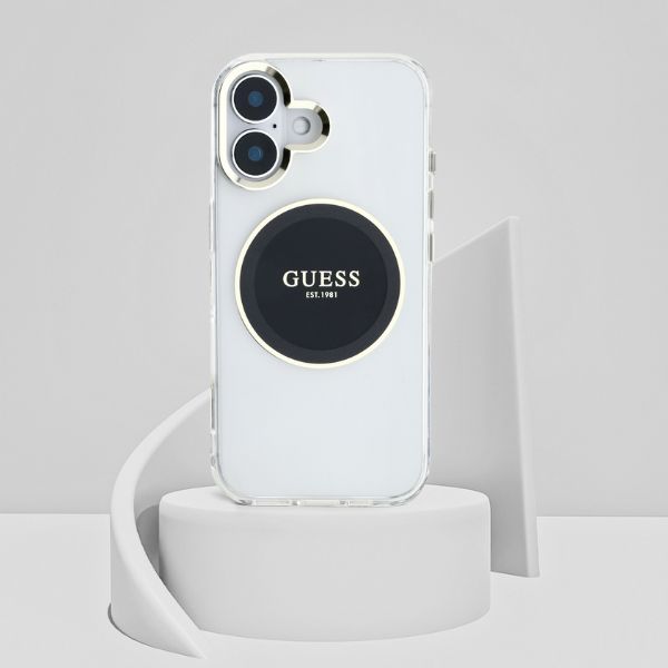 Dėklas Guess IML Metal Colored Circle Classic Logo MagSafe Apple iPhone 16 juodos spalvos aprašymas - Prekės nuotrauka Dėklas Guess IML Metal Colored Circle Classic Logo MagSafe Apple iPhone 16 juodos spalvos aprašymas - Prekės nuotrauka