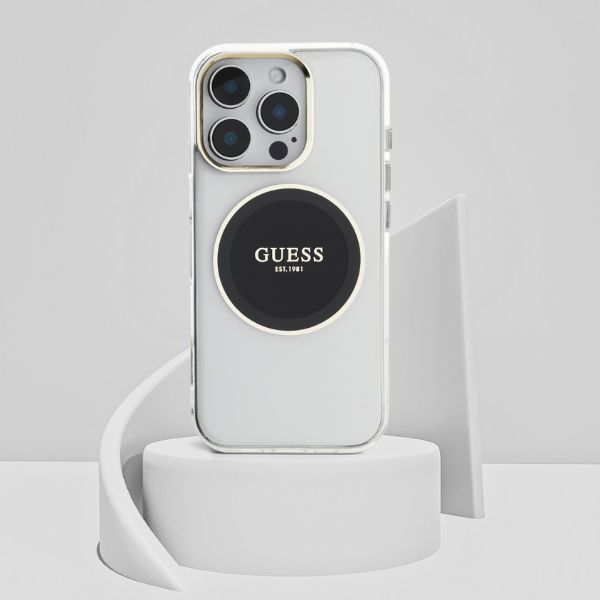 Dėklas Guess IML Metal Colored Circle Classic Logo MagSafe Apple iPhone 16 Pro juodos spalvos aprašymas - Prekės nuotrauka