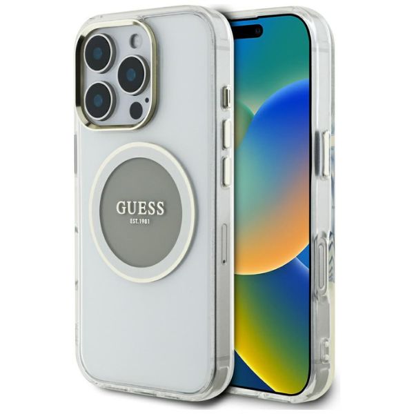 Dėklas Guess IML Metal Colored Circle Classic Logo MagSafe Apple iPhone 16 Pro pilkas aprašymas - Prekės nuotrauka Dėklas Guess IML Metal Colored Circle Classic Logo MagSafe Apple iPhone 16 Pro pilkas aprašymas - Prekės nuotrauka