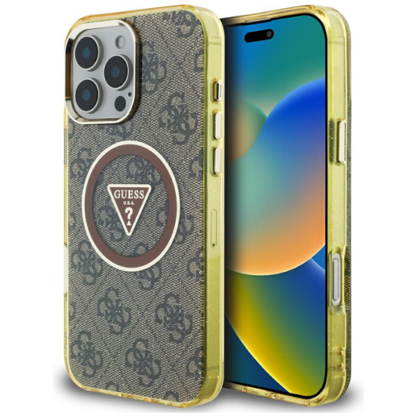Dėklas Guess IML Metal Glitter 4G Circle Triangle MagSafe Apple iPhone 16 Pro Max rudos spalvos aprašymas - Prekės nuotrauka Dėklas Guess IML Metal Glitter 4G Circle Triangle MagSafe Apple iPhone 16 Pro Max rudos spalvos aprašymas - Prekės nuotrauka