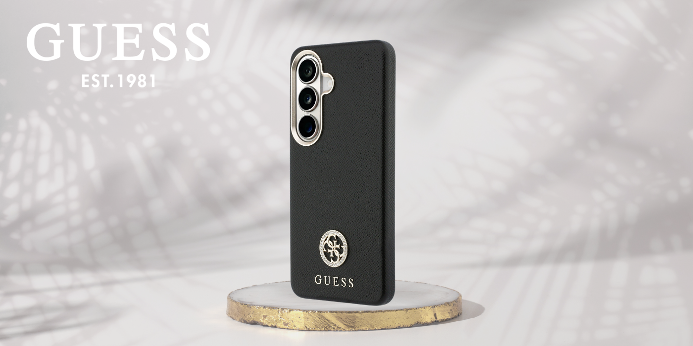 Dėklas Guess Rhinestone Round Logo MagSafe Samsung Galaxy S26 juodos spalvos aprašymas - Prekės nuotrauka