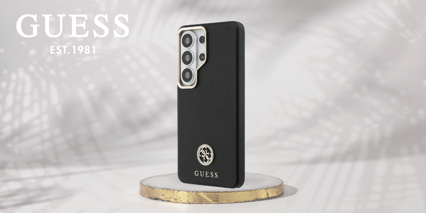 Dėklas Guess Rhinestone Round Logo MagSafe Samsung Galaxy S26 Ultra juodos spalvos aprašymas - Prekės nuotrauka
