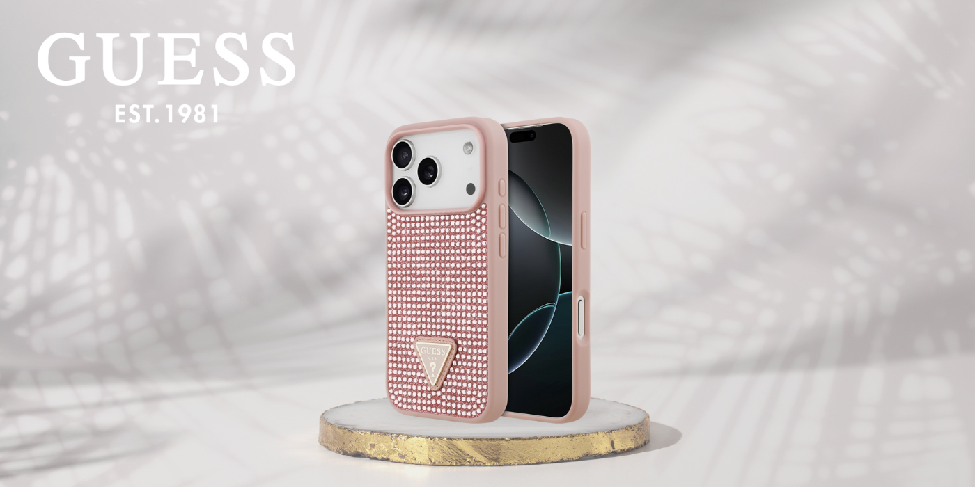 Dėklas Guess Rhinestone Triangle Logo for Apple iPhone 17 Pro pink aprašymas - Prekės nuotrauka Dėklas Guess Rhinestone Triangle Logo for Apple iPhone 17 Pro pink aprašymas - Prekės nuotrauka