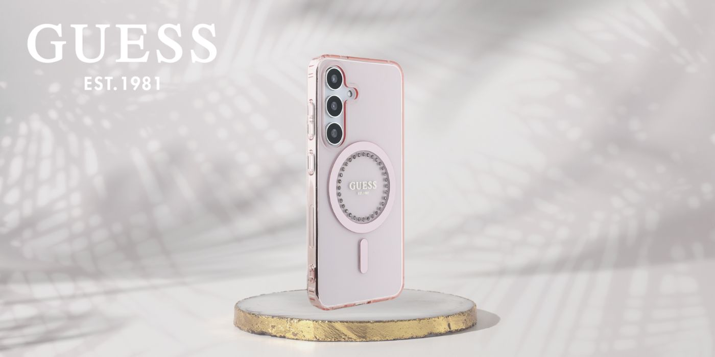 Dėklas Guess Rhinestones Printed Classic Logo MagSafe Samsung Galaxy S25 rožinės spalvos aprašymas - Prekės nuotrauka Dėklas Guess Rhinestones Printed Classic Logo MagSafe Samsung Galaxy S25 rožinės spalvos aprašymas - Prekės nuotrauka