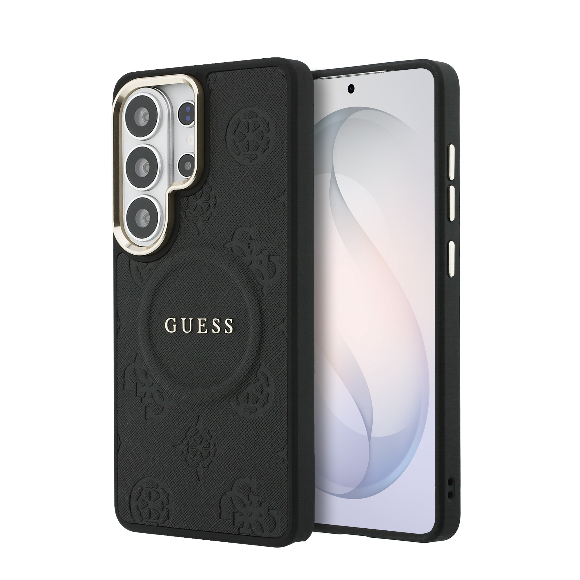 Dėklas Guess Saffiano Peony Embossed Ring MagSafe Samsung Galaxy S26 Ultra juodos spalvos aprašymas - Prekės nuotrauka Dėklas Guess Saffiano Peony Embossed Ring MagSafe Samsung Galaxy S26 Ultra juodos spalvos aprašymas - Prekės nuotrauka