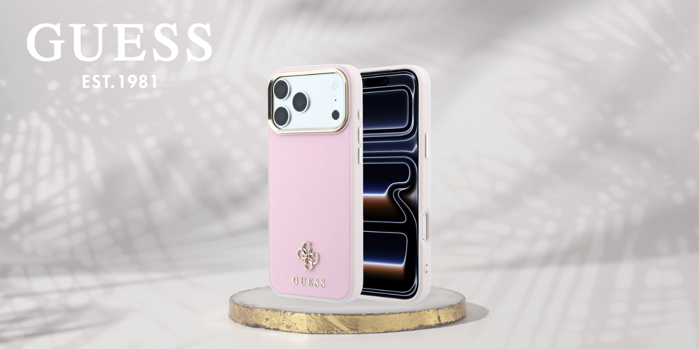 Dėklas Guess Saffiano Small 4G & Classic Logo MagSafe, skirtas iPhone 18 Pro / 17 Pro, rožinis aprašymas - Prekės nuotrauka