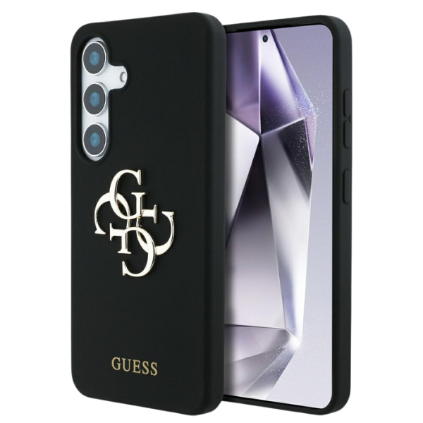 Dėklas Guess Silicone Big 4G Logo Bottom Script Samsung Galaxy S25 juodos spalvos aprašymas - Prekės nuotrauka