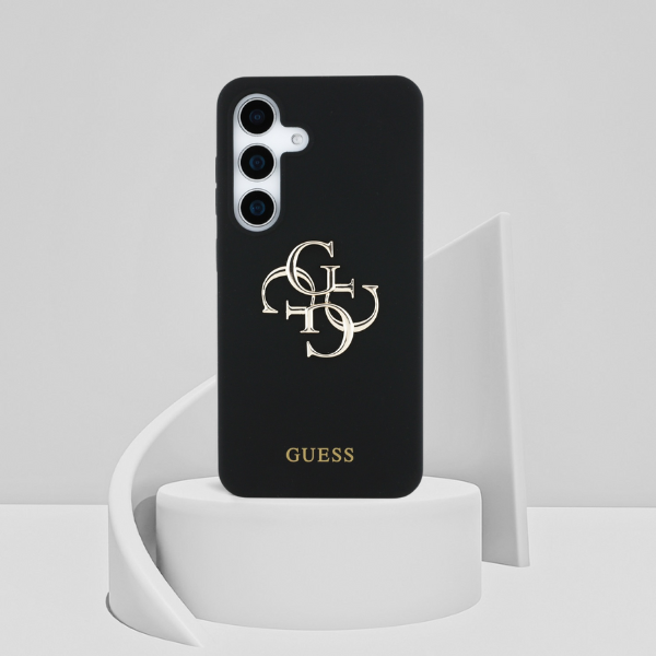 Dėklas Guess Silicone Big 4G Logo Bottom Script Samsung Galaxy S25 juodos spalvos aprašymas - Prekės nuotrauka