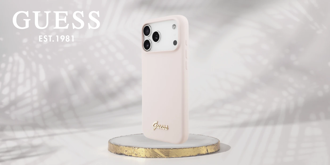 Dėklas Guess Silicone Script Metal Logo MagSafe skirtas Apple iPhone 17 Pro Max rožinės spalvos aprašymas - Prekės nuotrauka