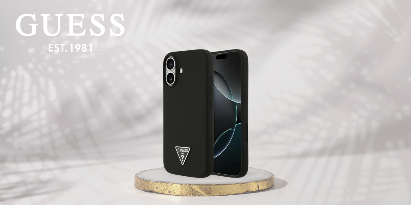 Dėklas Guess Silicone Triangle Logo MagSafe Apple iPhone 17 juodos spalvos aprašymas - Prekės nuotrauka