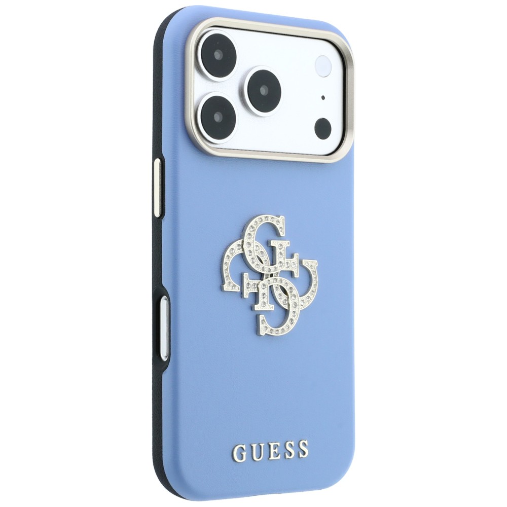 Dėklas Guess Smooth & Big Strass Logo, skirtas iPhone 18 Pro / 17 Pro, mėlynas aprašymas - Prekės nuotrauka