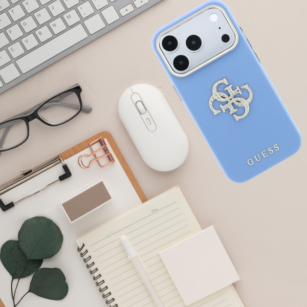 Dėklas Guess Smooth & Big Strass Logo, skirtas iPhone 18 Pro Max / 17 Pro Max, mėlynas aprašymas - Prekės nuotrauka