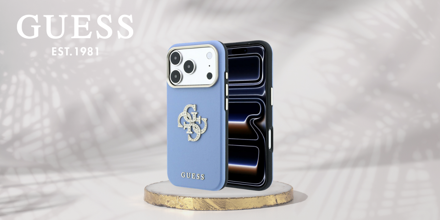 Dėklas Guess Smooth & Big Strass Logo, skirtas iPhone 18 Pro Max / 17 Pro Max, mėlynas aprašymas - Prekės nuotrauka