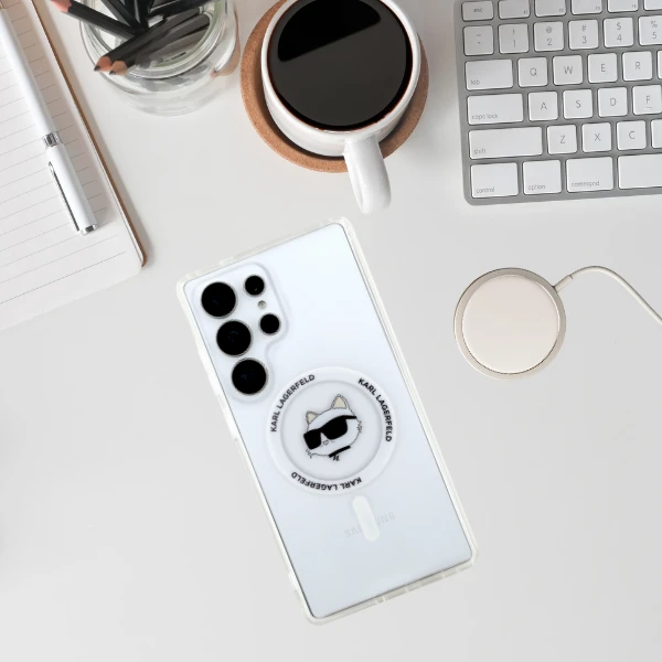 Dėklas Karl Lagerfeld Button Choupette Head Printed Logo MagSafe Samsung Galaxy S25 Ultra baltas aprašymas - Prekės nuotrauka Dėklas Karl Lagerfeld Button Choupette Head Printed Logo MagSafe Samsung Galaxy S25 Ultra baltas aprašymas - Prekės nuotrauka