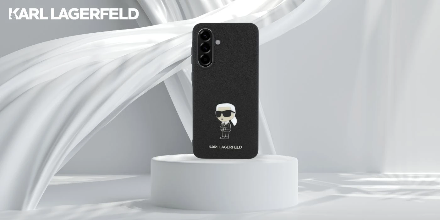 Dėklas Karl Lagerfeld Fixed Glitter Ikonik Logo Metal Pin skirtas Samsung Galaxy A56 juodos spalvos aprašymas - Prekės nuotrauka