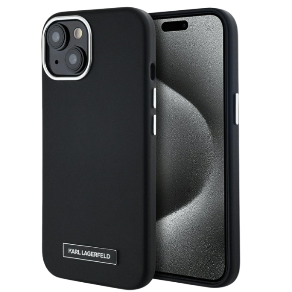 Dėklas Karl Lagerfeld FW Metal Plate MagSafe Apple iPhone 15 juodos spalvos aprašymas - Prekės nuotrauka Dėklas Karl Lagerfeld FW Metal Plate MagSafe Apple iPhone 15 juodos spalvos aprašymas - Prekės nuotrauka