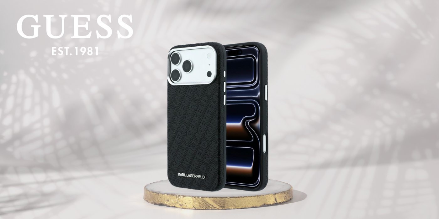 Dėklas Karl Lagerfeld Grained Allover Logo Metal Elongated MagSafe skirtas iPhone 18 Pro / 17 Pro juodas aprašymas - Prekės nuotrauka