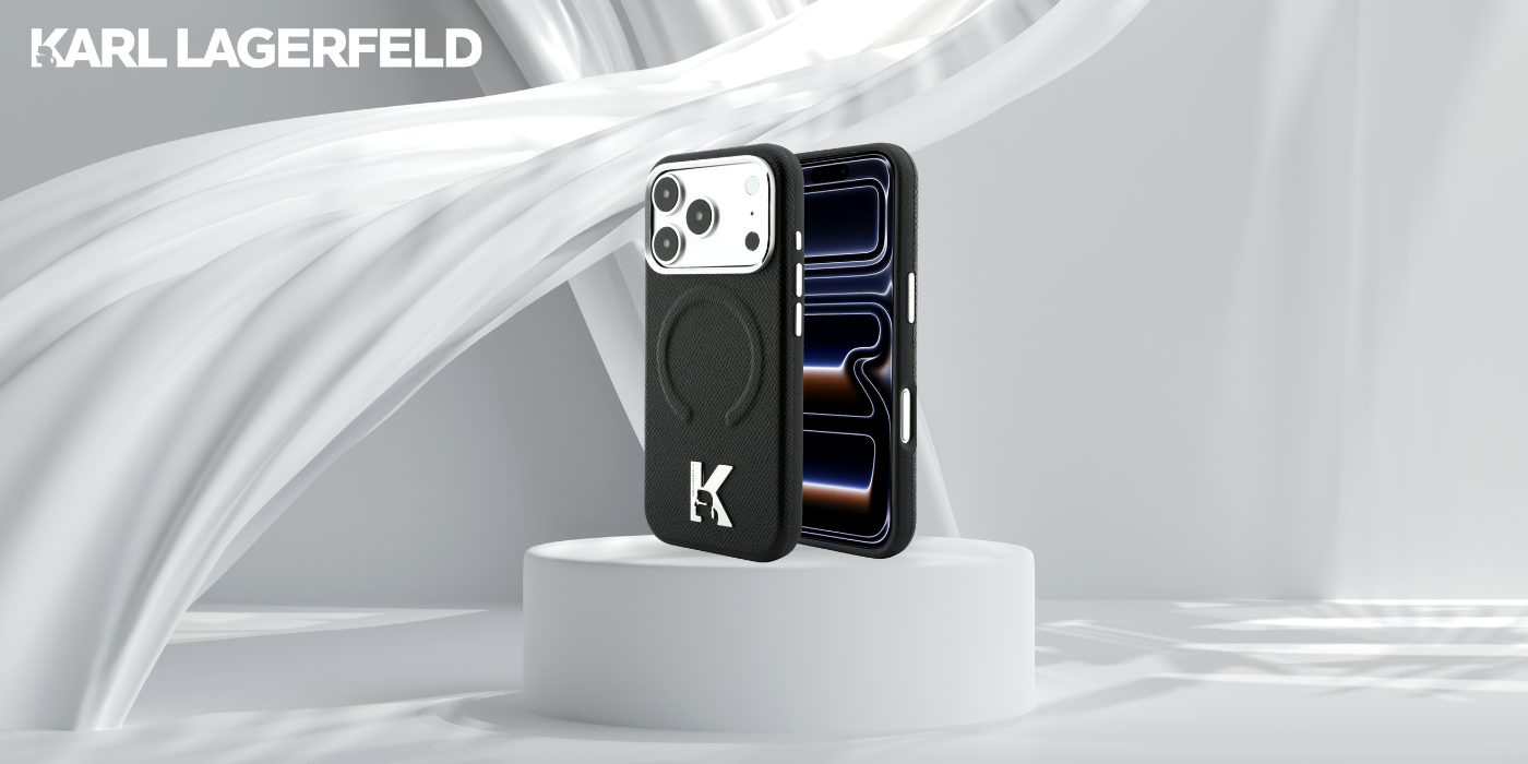 Karl Lagerfeld dėklas IPHONE 18 Pro Max/17 Pro Max suderinamas su MagSafe (grūdintas reljefinis žiedas ir Kameo logotipas) juodas aprašymas - Prekės nuotrauka