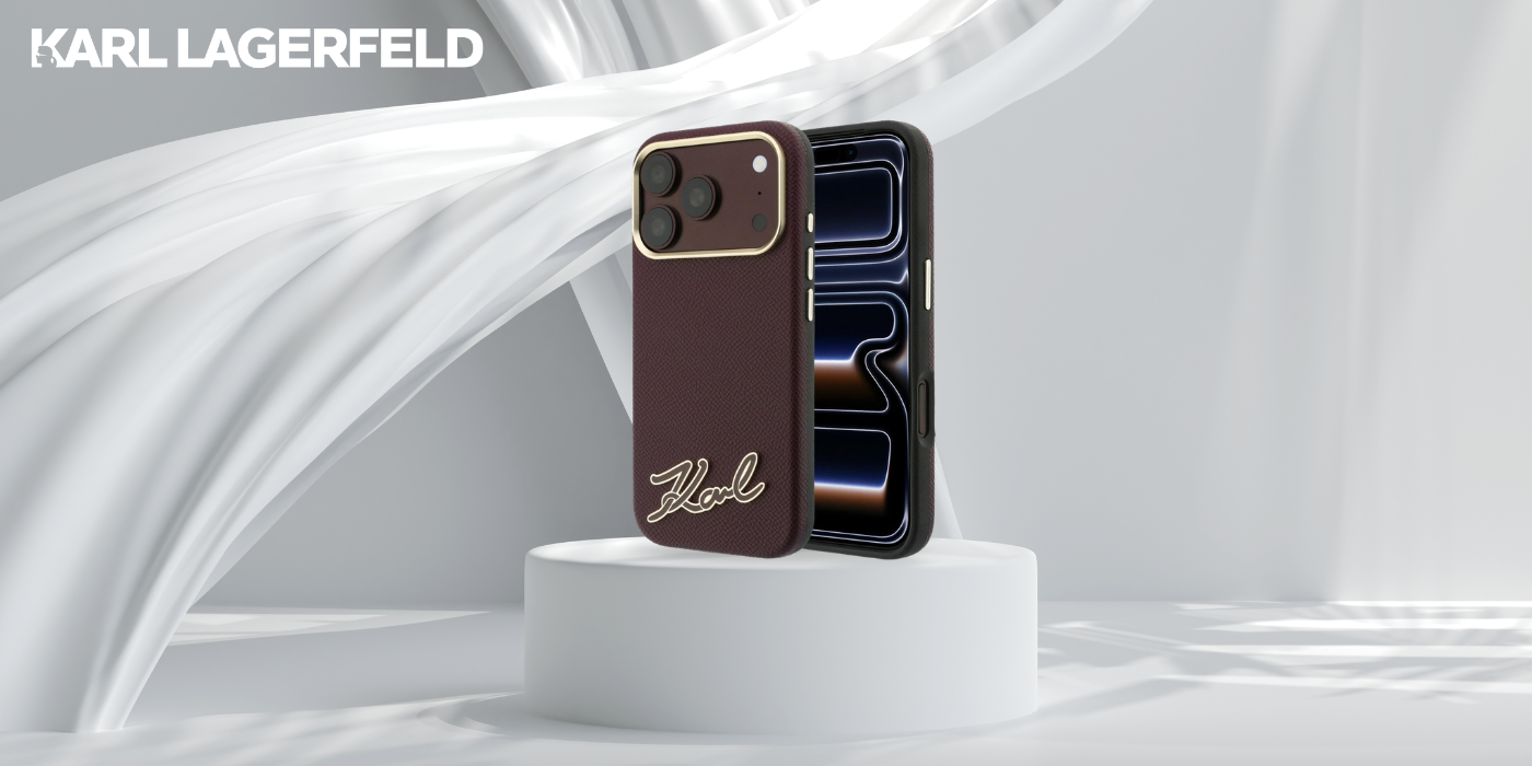 Dėklas Karl Lagerfeld Grained with Resin Signature Logo MagSafe, skirtas iPhone 18 Pro / 17 Pro, bordo spalvos aprašymas - Prekės nuotrauka