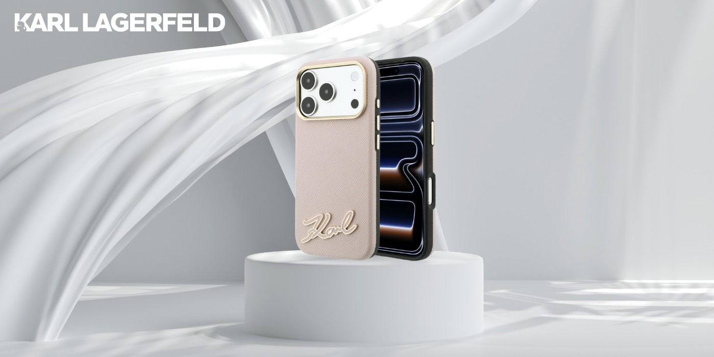 Dėklas Karl Lagerfeld Grained with Resin Signature Logo MagSafe, skirtas iPhone 18 Pro / 17 Pro, rožinis aprašymas - Prekės nuotrauka