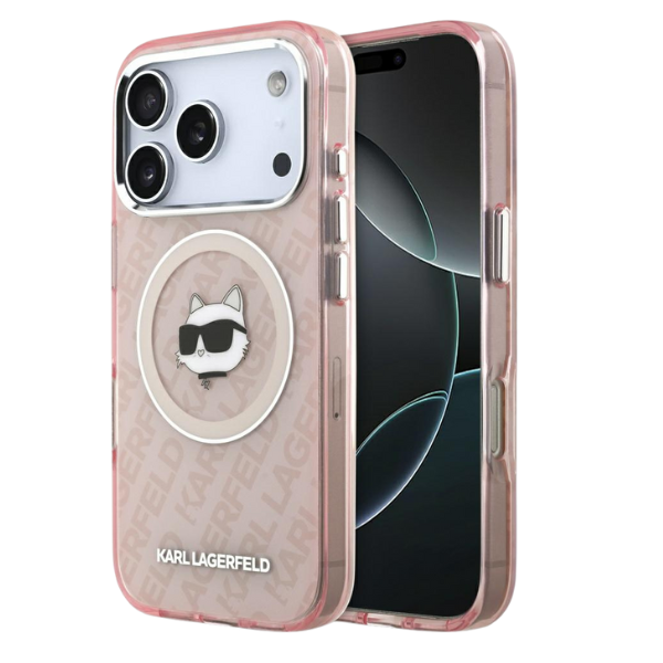 Dėklas Karl Lagerfeld IML Choupette Head Logo MagSafe skirtas Apple iPhone 17 Pro Max rožinės spalvos aprašymas - Prekės nuotrauka