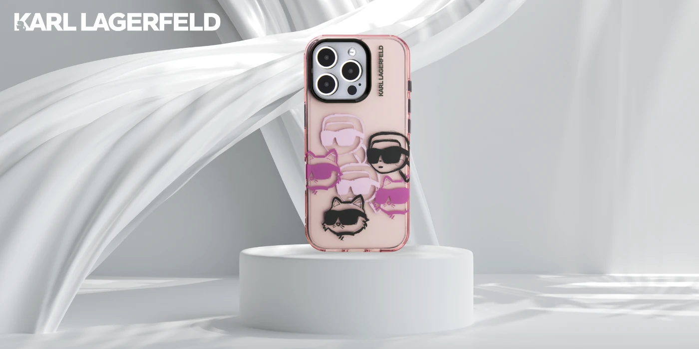 Dėklas Karl Lagerfeld IML Multi K&C Head Pattern skirtas Apple iPhone 16 Pro rožinės spalvos aprašymas - Prekės nuotrauka