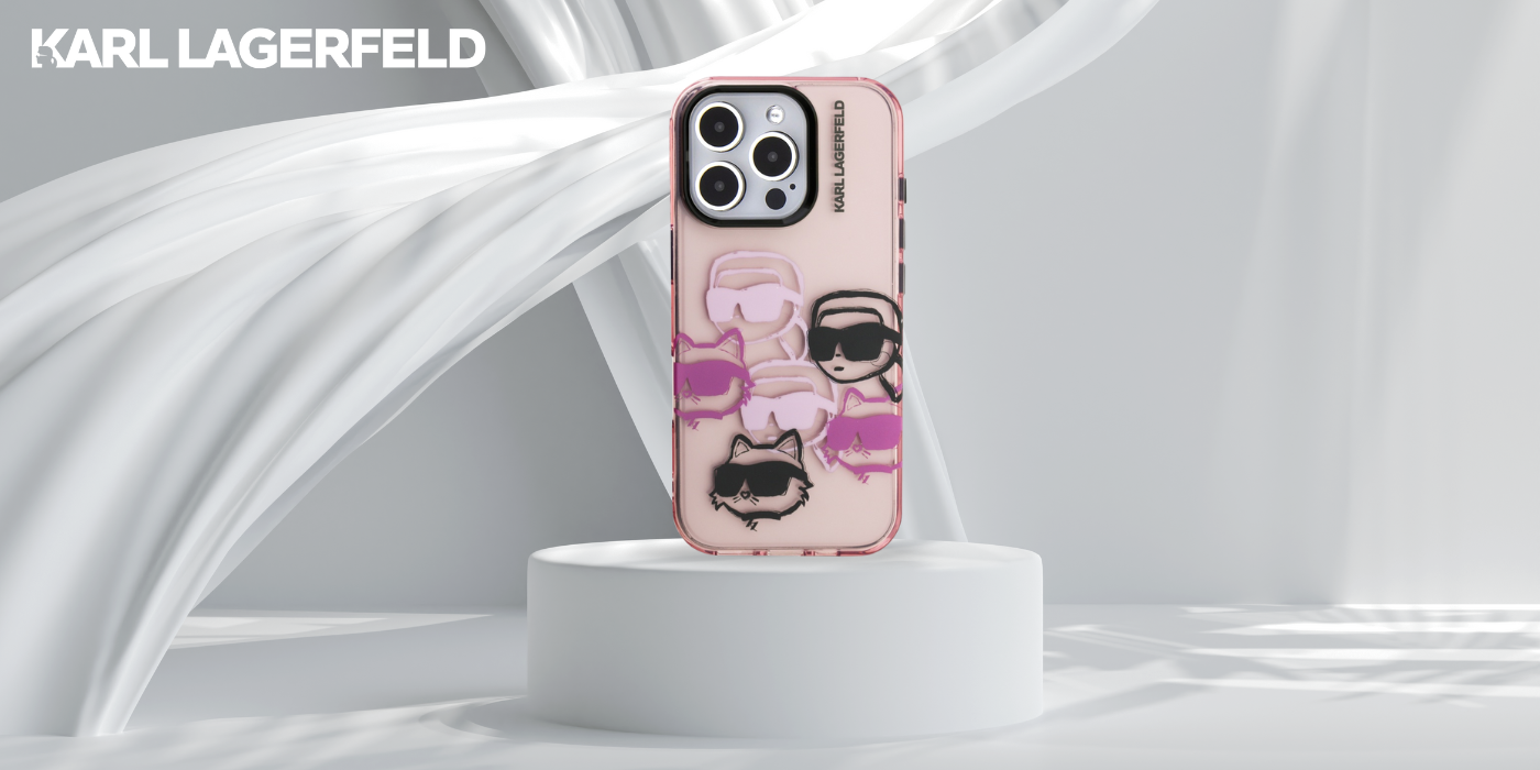 Dėklas Karl Lagerfeld IML Multi K&C Head Pattern skirtas Apple iPhone 16 Pro rožinės spalvos aprašymas - Prekės nuotrauka