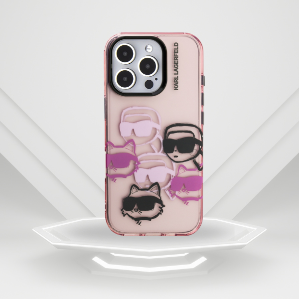 Dėklas Karl Lagerfeld IML Multi K&C Head Pattern skirtas Apple iPhone 16 Pro rožinės spalvos aprašymas - Prekės nuotrauka