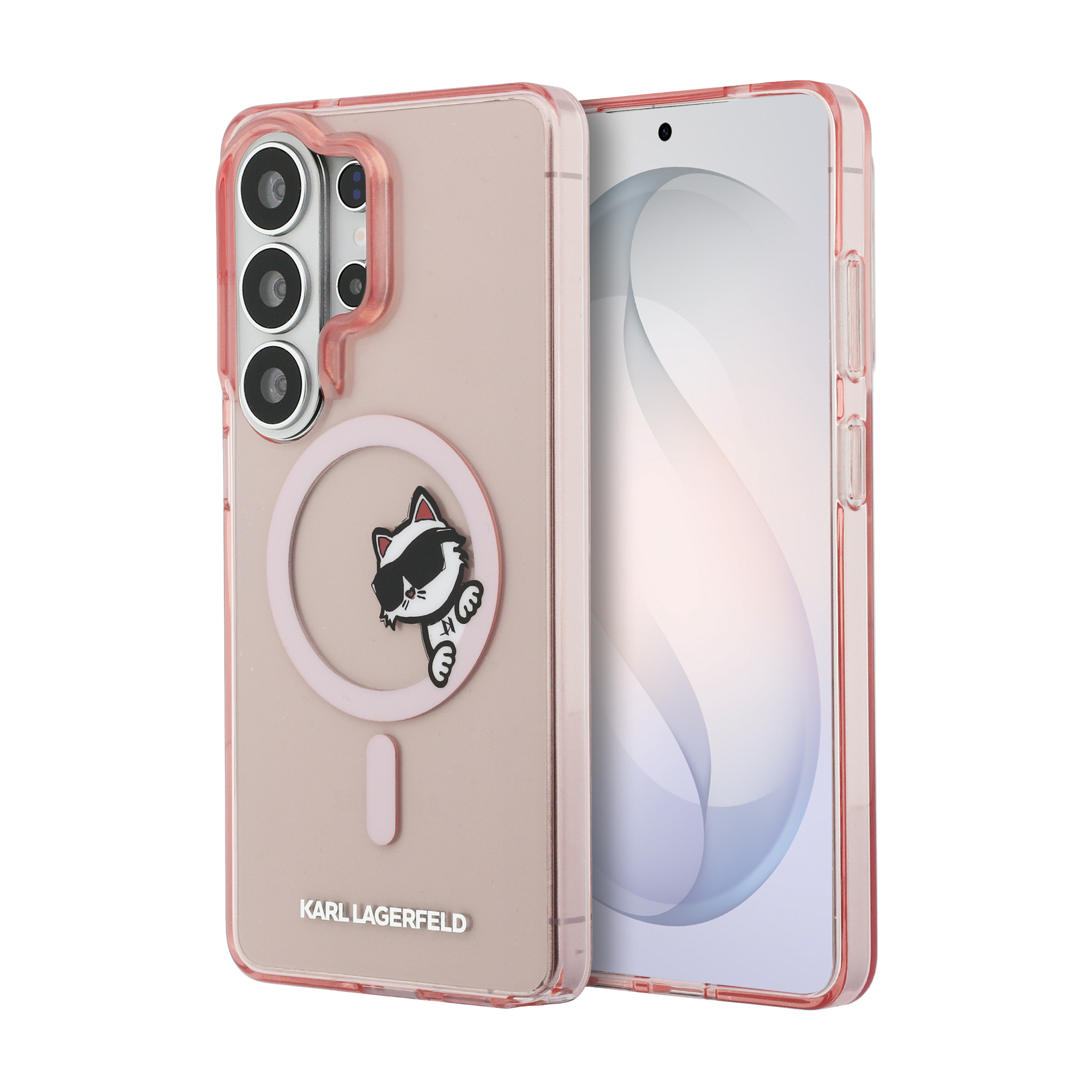 Dėklas Karl Lagerfeld IML Peekaboo Choupette MagSafe Samsung Galaxy S26 Ultra rožinės spalvos aprašymas - Prekės nuotrauka